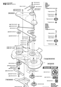 94cm Cutting Deck Diagram and Parts List for PR15 (953535001)(2004-01) Husqvarna Lawn Mower