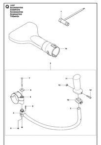 Accessories Diagram and Parts List for 130BT (965102204)(20070100001-20133299999) Husqvarna Leaf Blower / Vacuum