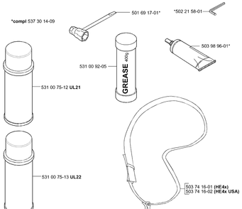 Accessories Diagram and Parts List for HA850 2004-01 Husqvarna Hedge Trimmer