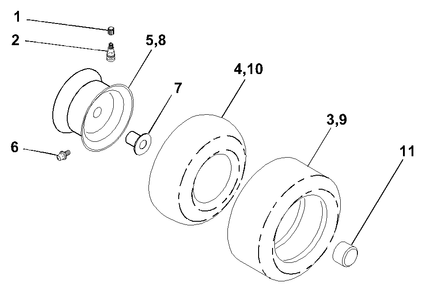 Wheels And Tires Diagram and Parts List for YTH2048 (954567086-A)(2001-02) Husqvarna Lawn Tractor