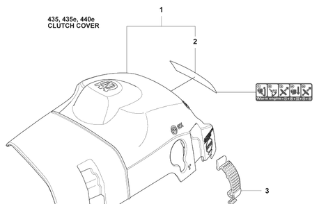Clutch Cover Diagram and Parts List for 440E 2009-02 Husqvarna Chainsaw