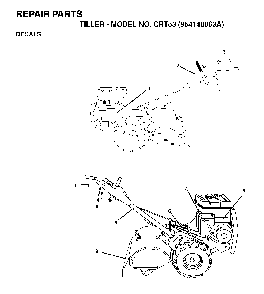 Decals Diagram and Parts List for CRT53 (954140063A)(1998-02) Husqvarna Tiller