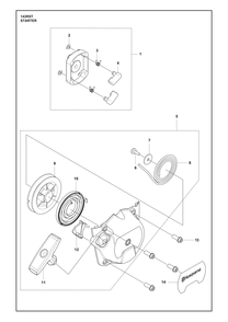 Starter Diagram and Parts List for 143RST  Husqvarna Brush Cutter