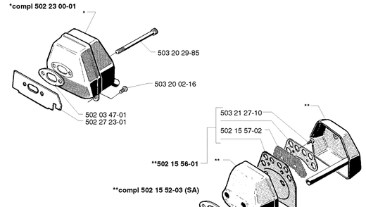 Muffler Diagram and Parts List for 250R 1999-04 Husqvarna Brush Cutter
