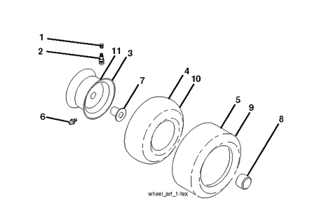 Wheels Tires Diagram and Parts List for LTH18538 (96043013102)(2011-6) Husqvarna Lawn Tractor