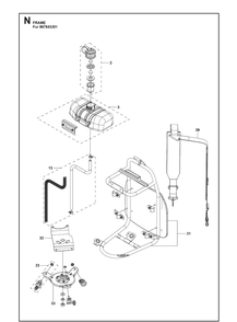 Frame 2 Diagram and Parts List for 131RB  Husqvarna Edger