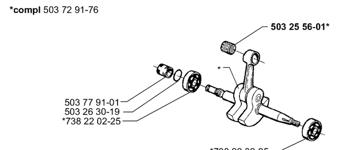 Crankshaft Diagram and Parts List for 362EPA 1999-11 Husqvarna Chainsaw