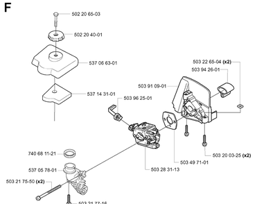 Carburetor And Air Filter Diagram and Parts List for 326HE4 (X-SERIES)(20013500001-20033100000) Husqvarna Hedge Trimmer