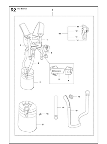 Harness Diagram and Parts List for 524R 2020-11 Husqvarna Brush Cutter