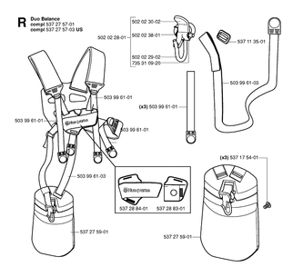 Harness Diagram and Parts List for 235R 20060100001-20061400000 Husqvarna Brush Cutter