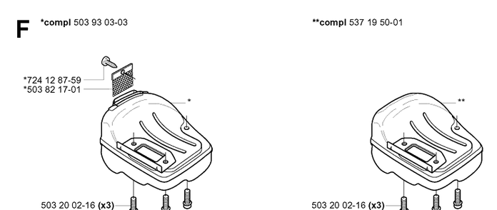 Muffler Diagram and Parts List for 334T 20040100001-20051000000 Husqvarna Chainsaw