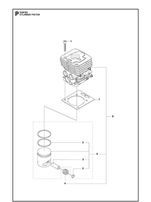 Cylinder Piston Diagram and Parts List for 535FBX  Husqvarna Brush Cutter
