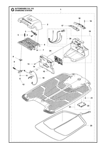 Charging Station Diagram and Parts List for 310 2019 Husqvarna Lawn Mower