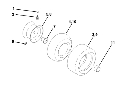 Wheel And Tires Diagram and Parts List for LTH120 (954140003B)(1997-12) Husqvarna Lawn Mower