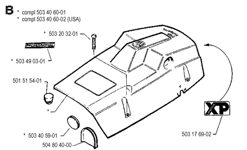 Cover Diagram and Parts List for 268 19901800001-19910500000 Husqvarna Chainsaw