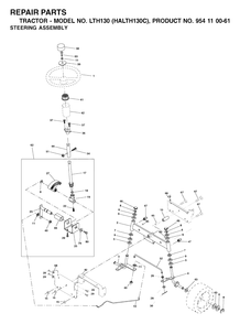 Steering Diagram and Parts List for LTH130 (954110061-C)(2003-01) Husqvarna Lawn Tractor