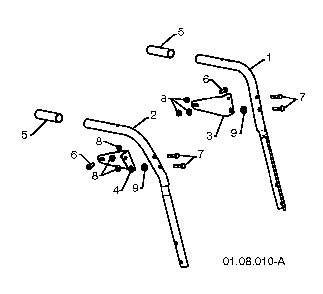 Handle Diagram and Parts List for 12527SB96193005600 2010-07 Husqvarna Snow Blower