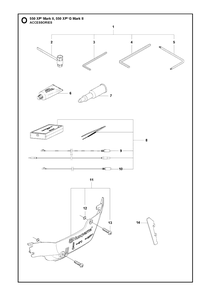 Accessories Diagram and Parts List for 550XP-XPG Mark II Husqvarna Chainsaw
