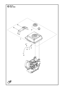 Fuel Tank Diagram and Parts List for 598609601 2021-07 Husqvarna Engine