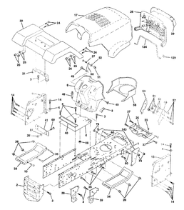 Chassis / Enclosures Diagram and Parts List for YT150 (954840021-B)(1996-04) Husqvarna Lawn Tractor