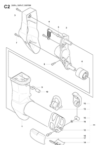Tower Diagram and Parts List for 355FX 20082700001-20192999999 Husqvarna Brush Cutter