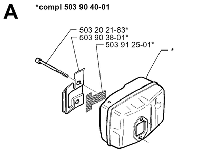 Muffler Diagram and Parts List for 225BV 19970500001-Current Husqvarna Leaf Blower / Vacuum