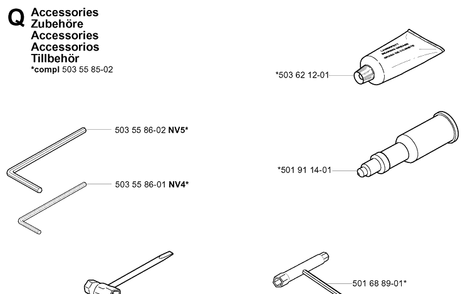 Accessories 2 Diagram and Parts List for 385XP 20051000001-20064000000 Husqvarna Chainsaw
