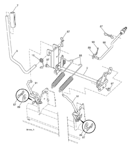 Mower Lift / Deck Lift Diagram and Parts List for YTH2348 (917240443)(2012-11) Husqvarna Lawn Tractor