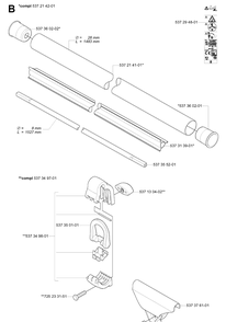 Shaft Diagram and Parts List for 335R  Husqvarna Brush Cutter