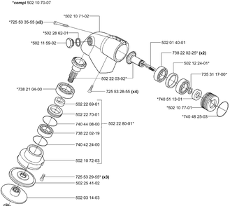 Gear Head Diagram and Parts List for 265RX 2001-07 Husqvarna Brush Cutter