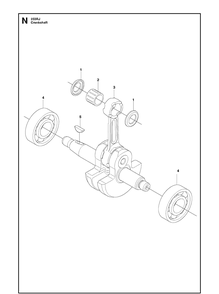 Crankshaft Diagram and Parts List for 233RJ  Husqvarna Brush Cutter