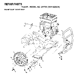 Mainframe, Right Side Diagram and Parts List for CRT53 (954140063A)(1998-02) Husqvarna Tiller