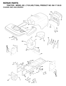 Chassis And Enclosures Diagram and Parts List for LT130 (954170035-A)(2001-01) Husqvarna Lawn Tractor