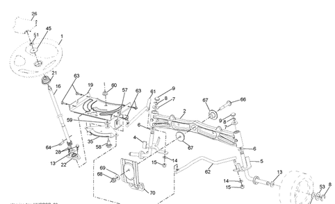 Steering Assembly Diagram and Parts List for YTH2348 (917289571)(2010-04) Husqvarna Lawn Mower