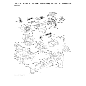 Chassis Diagram and Parts List for 96043032000  Husqvarna Lawn Tractor