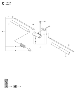 Shaft And Handle 2 Diagram and Parts List for 325LDX 20080900001-Current Husqvarna Edger