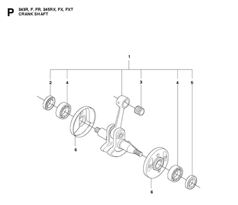 Crankshaft Diagram and Parts List for 343F  Husqvarna Brush Cutter