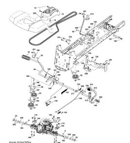 Drive Diagram and Parts List for YTH2042 (96041005400)(2007-04) Husqvarna Lawn Tractor