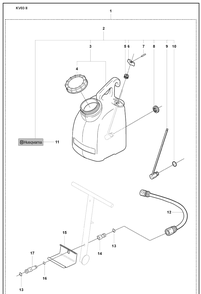 Water Tank Cpl. Diagram and Parts List for KV03 (K1250-371K-375K-3120K)(2007-01) Husqvarna Lawn Tractor Accessories