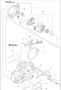 Clutch Cover Diagram and Parts List for 450E 2009-02 Husqvarna Chainsaw