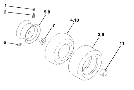 Wheels And Tires Diagram and Parts List for YTH1542XP (954567253-C)(2001-12) Husqvarna Lawn Tractor