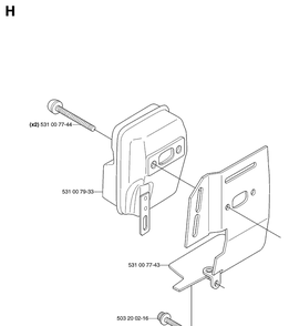 Muffler Diagram and Parts List for 143R 20070100001-Current Husqvarna Brush Cutter