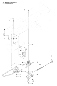 Transmission Diagram and Parts List for R11C (965094201)(2007-01) Husqvarna Lawn Tractor