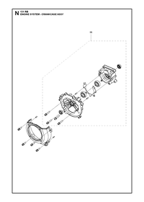 Crankcase Diagram and Parts List for 131RB 20181300001 & Above Husqvarna Brush Cutter