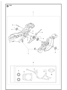 Crankcase Diagram and Parts List for K960 2007-10 Husqvarna Lawn Tractor Accessories
