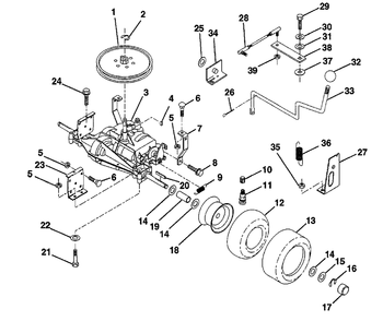 Transaxle Diagram and Parts List for LT100 (954000312-A)(1991-07) Husqvarna Lawn Tractor