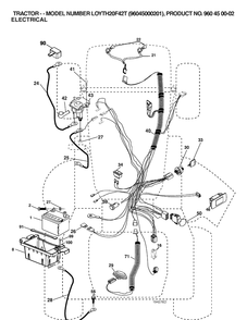 Electrical Diagram and Parts List for LOYTH20F42T (96045000201)(2006) Husqvarna Lawn Tractor