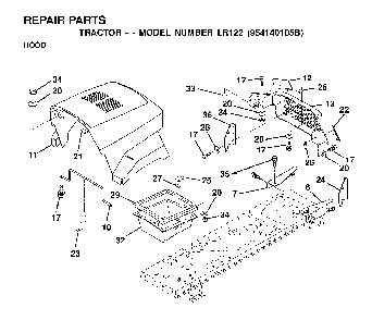 Hood Diagram and Parts List for LR122 (954140105B)(2000-01) Husqvarna Lawn Tractor