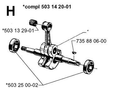 Crankshaft Diagram and Parts List for 3120 19960100001-19980900000 Husqvarna Chainsaw