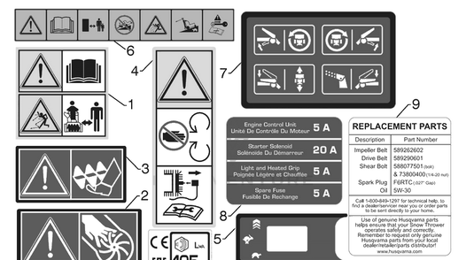 Decals 2 Diagram and Parts List for ST430T  Husqvarna Snow Blower